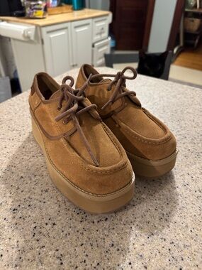 UGG Chestnut Suede Platform Lace-Up Shoes